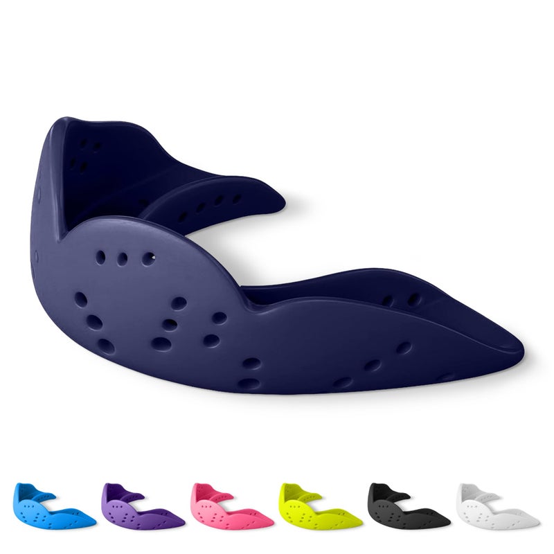SISU Aero Medium Mouthguard, Noble Navy - 30% Stronger Protection for Lacrosse, Football, Hockey, Roller Derby, Team Sports - Remoldable Up to 20 Times - Ultra Slim - Works for Braces - Non Toxic - Image 1